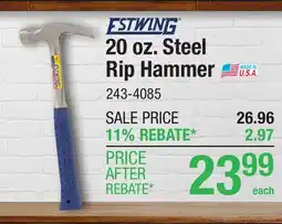 Menards Estwing 20 oz. Solid Steel Rip Hammer offer