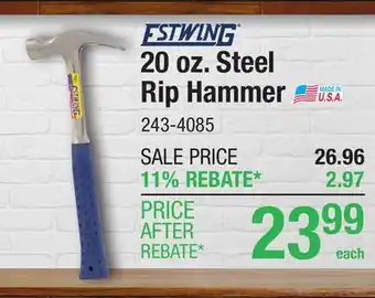 Menards Estwing 20 oz. Solid Steel Rip Hammer offer