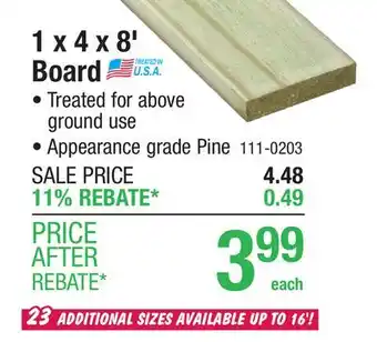 Menards AC2 1 x 4 x 8' Above Ground Green Pressure Treated Board offer