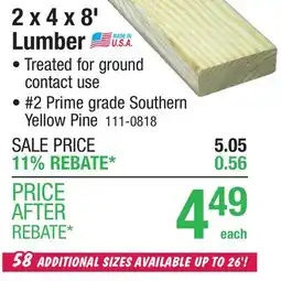 Menards AC2 2 x 4 x 8' Ground Contact Green Pressure Treated Lumber offer