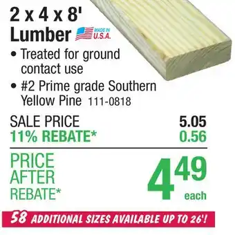 Menards AC2 2 x 4 x 8' Ground Contact Green Pressure Treated Lumber offer