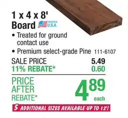 Menards AC2 1 x 4 x 8' Ground Contact CedarTone Premium Pressure Treated Board offer