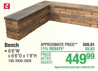 Menards Aurora Bench Project Material List offer