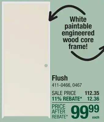 Menards Mastercraft 30W x 80H Primed Flush Prehung Interior Door - Right Inswing offer