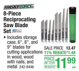 Menards Masterforce Reciprocating Saw Blade Set - 8 Piece offer