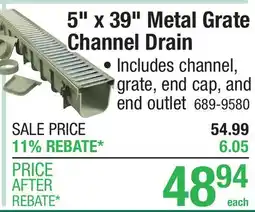 Menards NDS 5 x 39 Gray Pro Series Channel Drain Kit with Metal Grate offer