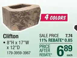 Menards 8 x 17 Quarry Gray Clifton Beveled Retaining Wall Block offer