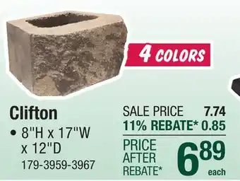Menards 8 x 17 Quarry Gray Clifton Beveled Retaining Wall Block offer