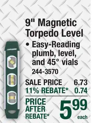 Menards Masterforce 9 Magnetic Torpedo Level offer