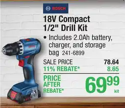 Menards Bosch 18-Volt Compact Brushless Cordless 1/2 Drill Kit offer