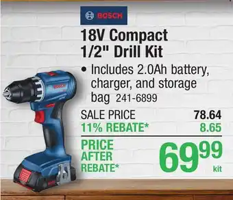 Menards Bosch 18-Volt Compact Brushless Cordless 1/2 Drill Kit offer