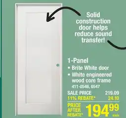 Menards Mastercraft 30W x 80H Brite White 1-Panel Prehung Interior Door - Right Inswing offer