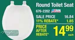 Menards Mayfair Cameron Round White Wood Toilet Seat with Easy·Clean Hinge and Stay·Tite offer