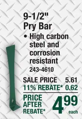 Menards Masterforce 9-1/2 Pry Bar offer