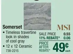 Menards MS International Somerset Mountain Grey 12 x 12 Ceramic Floor and Wall Tile offer