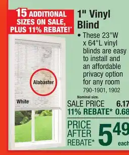 Menards Lumino 1 White Light Filtering Cordless Vinyl Blind - 23W x 64L offer