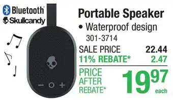 Menards Skullcandy Ounce+ Water-Proof Portable Bluetooth Speaker offer