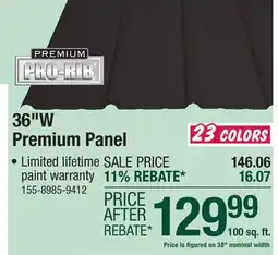 Menards 36 Premium Pro-Rib Midnight Black Steel Panel offer