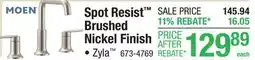 Menards Moen Zyla Two-Handle Widespread Spot Resist Brushed Nickel Bathroom Sink Faucet offer