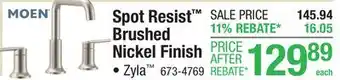 Menards Moen Zyla Two-Handle Widespread Spot Resist Brushed Nickel Bathroom Sink Faucet offer