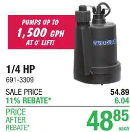 Menards Barracuda 1/4 HP Thermoplastic Submersible Utility Pump offer