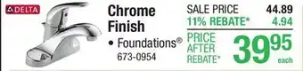 Menards Delta Foundations One-Handle 4 Centerset Chrome Bathroom Sink Faucet offer