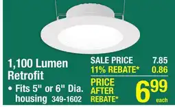 Menards Patriot Lighting White 5/6 1100 Lumen LED Recessed Retrofit Downlight offer