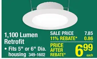 Menards Patriot Lighting White 5/6 1100 Lumen LED Recessed Retrofit Downlight offer