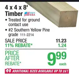 Menards AC2 4 x 4 x 8' #2 Ground Contact Green Pressure-Treated Timber offer