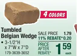 Menards 3-1/2 x 7 Autumn Blend Tumbled Belgian Wedge Wall Block offer