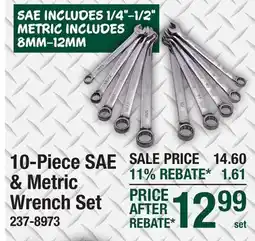 Menards Masterforce Control Drive SAE & Metric Combination Wrench Set - 10 Piece offer