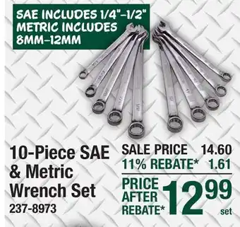 Menards Masterforce Control Drive SAE & Metric Combination Wrench Set - 10 Piece offer