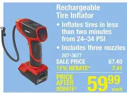 Menards Bullseye Pro Rechargeable Tire Inflator offer