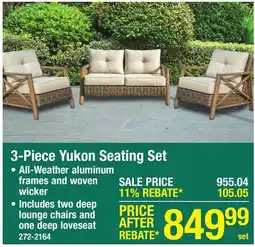 Menards Backyard Creations Yukon Brown 3-Piece Deep Seating Set with Beige Cushions offer
