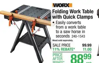 Menards WORX Pegasus Folding Work Table with Quick Clamps offer