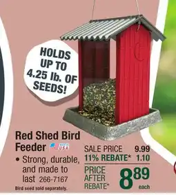 Menards North States Red Shed Bird Feeder offer
