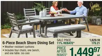 Menards Signature Design by Ashley Beach Shore Gray 6- Piece Dining Patio Set with Beige Cushions offer
