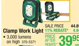 Menards Masterforce 3000 Lumen Rechargeable LED Clamp Work Light offer