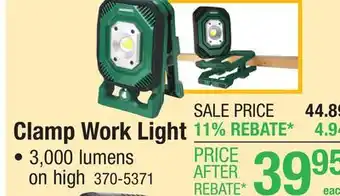 Menards Masterforce 3000 Lumen Rechargeable LED Clamp Work Light offer