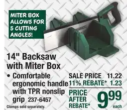 Menards Masterforce 14 Plastic Handle Backsaw with Miter Box offer