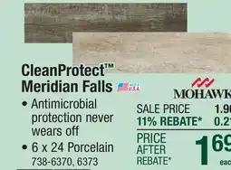Menards Mohawk CleanProtect Meridian Falls Pearl Wood 6 x 24 Porcelain Floor and Wall Tile offer