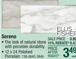 Menards Ellis + Fisher Sereno Statuario 12 x 24 Polished Porcelain Floor and Wall Tile offer