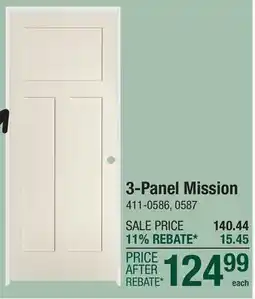 Menards Mastercraft 30W x 80H Primed 3-Panel Mission Prehung Interior Door - Right Inswing offer