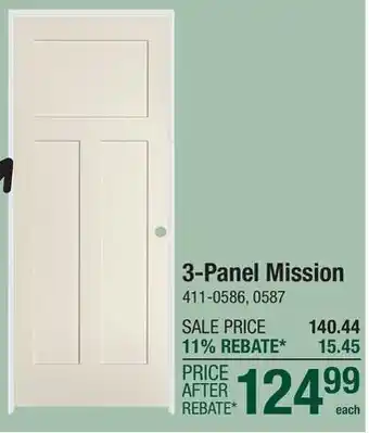 Menards Mastercraft 30W x 80H Primed 3-Panel Mission Prehung Interior Door - Right Inswing offer
