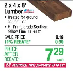 Menards AC2 2 x 4 x 8' #1 Prime Ground Contact CedarTone Premium Pressure Treated Lumber offer