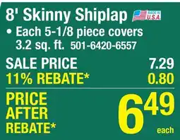 Menards Dakota 5-1/8 x 8' Matte Blue Prefinished Skinny Shiplap Wall Plank offer