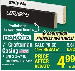 Menards Dakota 5/8 x 2-7/16 x 7' Prefinished Matte Black Craftsman Casing offer