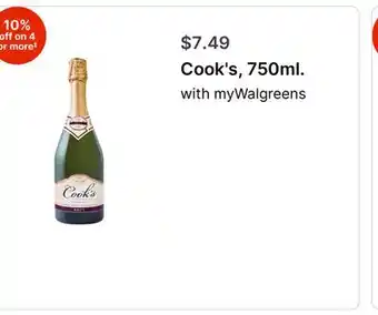 Walgreens Cook's, 750ml offer