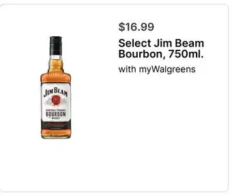 Walgreens Select Jim Beam Bourbon, 750ml offer