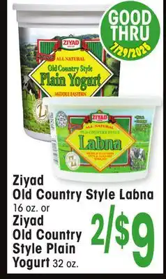 Jewel-Osco Ziyad Old Country Style Labna 16 oz. or Ziyad Old Country Style Plain Yogurt 32 oz offer